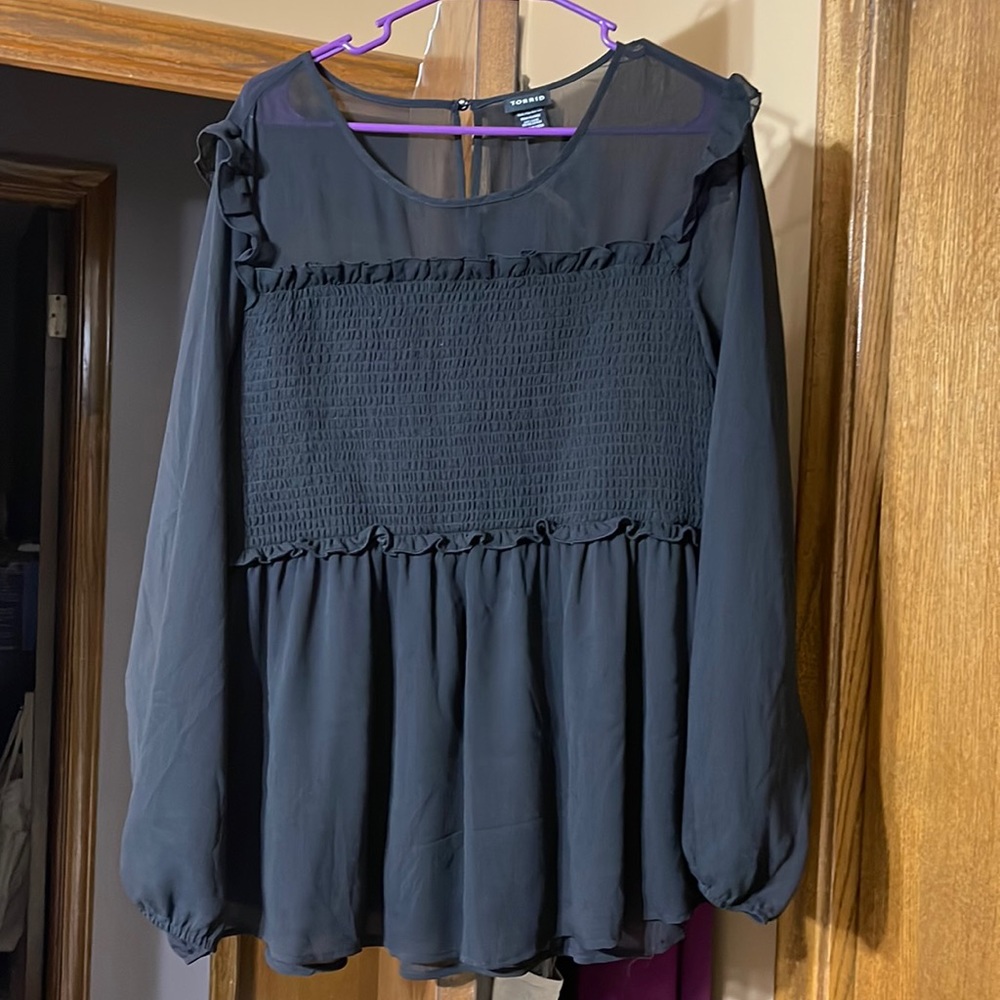 Torrid black top with sheer